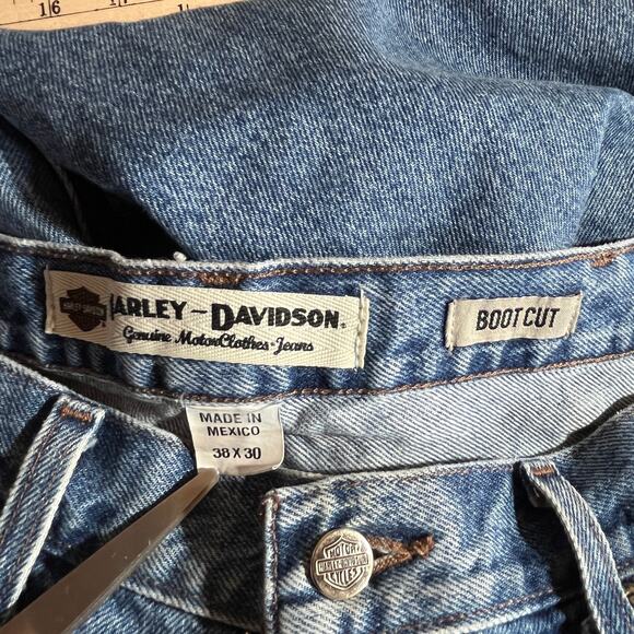 Harley Davidson Jeans Mens 38X30 Denim Bootcut Biker Motorcycle Cowboy Work USA - Picture 8 of 12